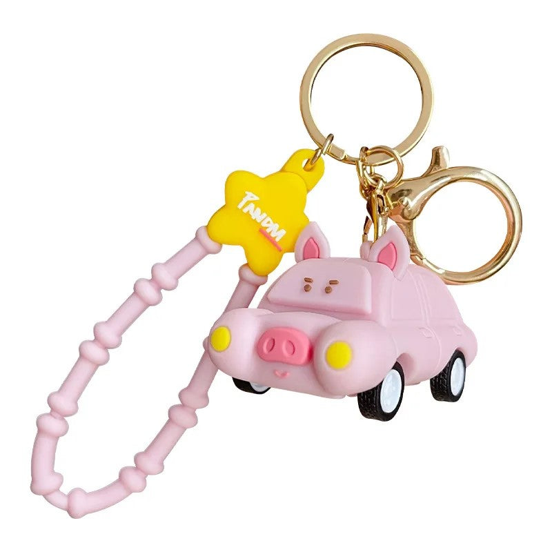 Lovely Piggy Pig Pink Car Kawaii Cutie Keychain Backpack Handbag Charm Gift Fashion Accessories