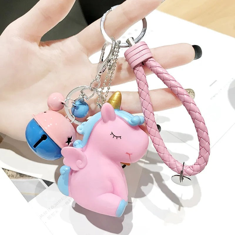 Braided Rope Unicorn Bells Creative Kawaii Cutie Key Pendant Keychain Handbag Charm Gift Fashion Accessories