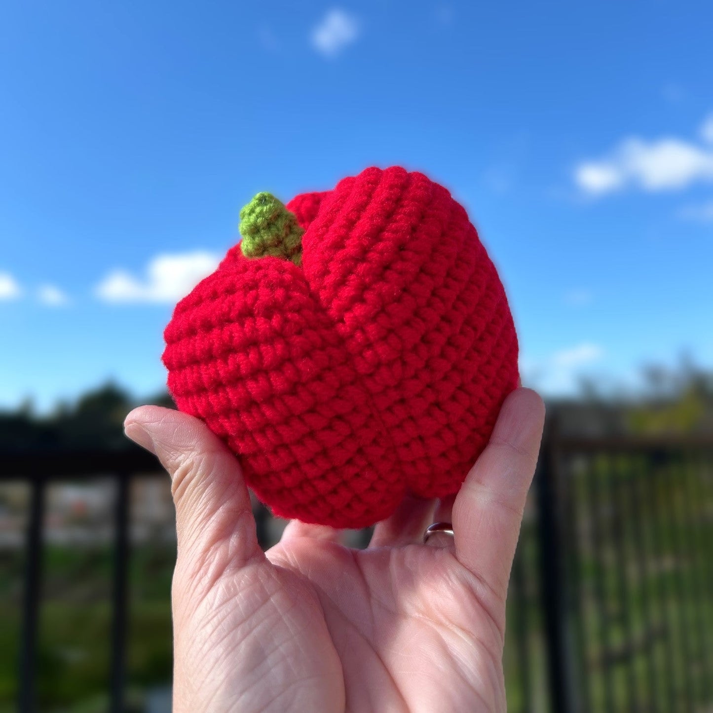 Handmade Crochet Knitted Vegetable Tomato and Yellow, Green, Red Bell Peppers - Gift for Valentine's, Birthday, Mother's Day, Office/Home Decor