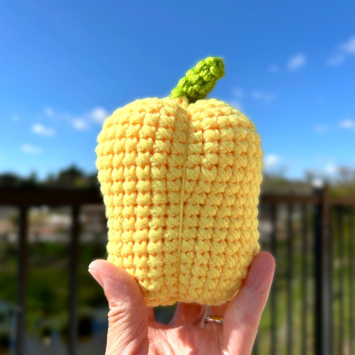 Handmade Crochet Knitted Vegetable Tomato and Yellow, Green, Red Bell Peppers - Gift for Valentine's, Birthday, Mother's Day, Office/Home Decor
