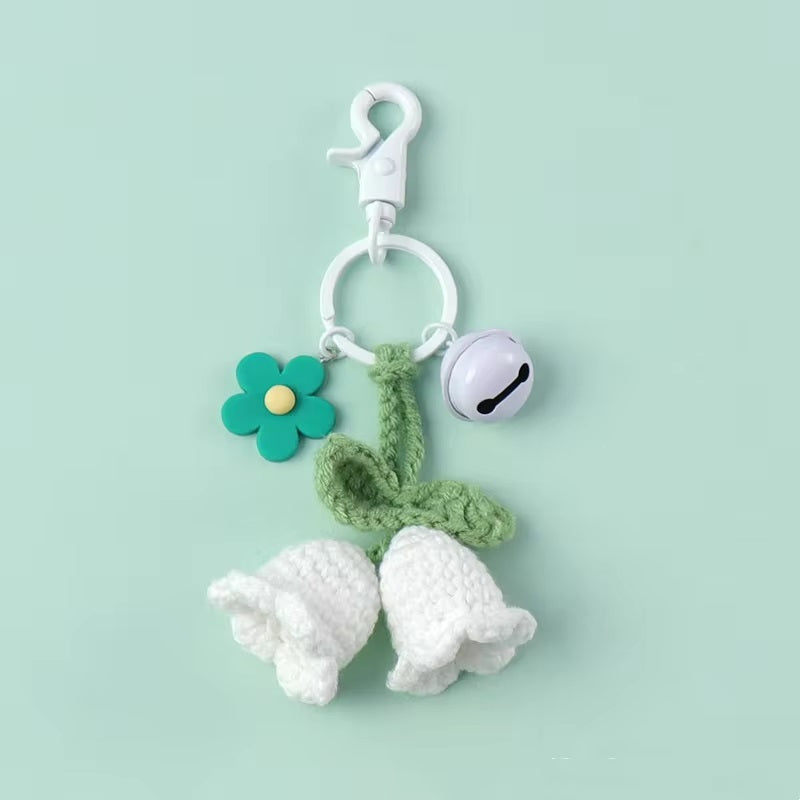 Handmade Crochet Bellflower Bell Cute Keychain Bundle Handbag Charm Gift Fashion Accessories