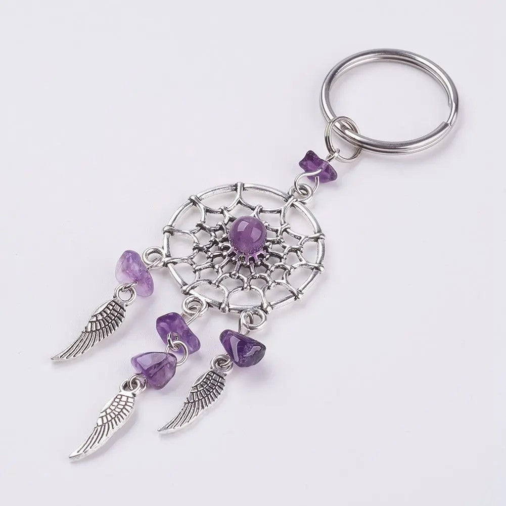 Handmade Mini Dream Catcher Stones Metal Cutie Key Pendant Keychain Backpack Handbag Charm Gift Fashion Accessories