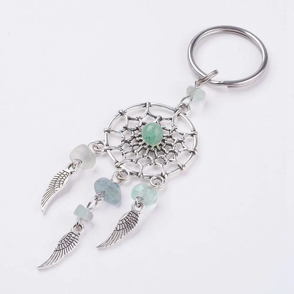 Handmade Mini Dream Catcher Stones Metal Cutie Key Pendant Keychain Backpack Handbag Charm Gift Fashion Accessories