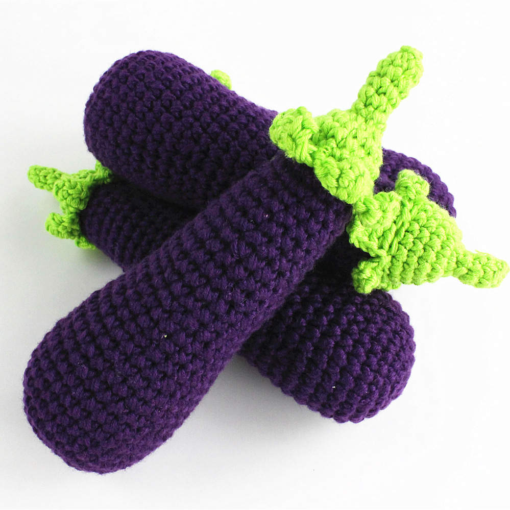 Handmade Crochet Knitted Vegetable Eggplant - Gift for Valentine's, Birthday, Mother's Day, Office/Home Decor