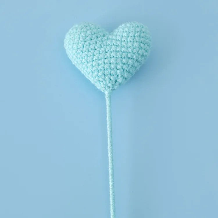 Handmade Crochet Knitted Love Heart Flower Branch - Gift for Valentine's, Birthday, Mother's Day, Office/Home Decor