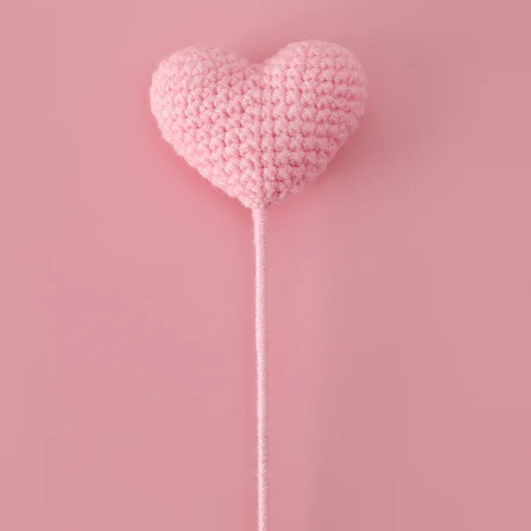 Handmade Crochet Knitted Love Heart Flower Branch - Gift for Valentine's, Birthday, Mother's Day, Office/Home Decor