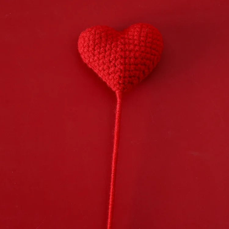 Handmade Crochet Knitted Love Heart Flower Branch - Gift for Valentine's, Birthday, Mother's Day, Office/Home Decor