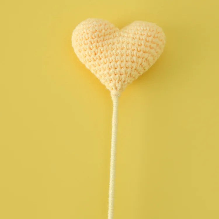 Handmade Crochet Knitted Love Heart Flower Branch - Gift for Valentine's, Birthday, Mother's Day, Office/Home Decor