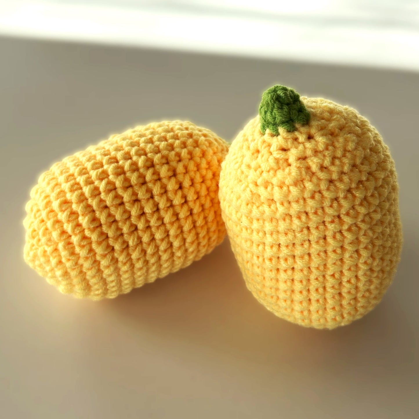 Handmade Crochet Knitted Fruit Lemon 2PCS CF0002-YEL-2PCS - Gift for Valentine's, Birthday, Mother's Day, Office/Home Decor