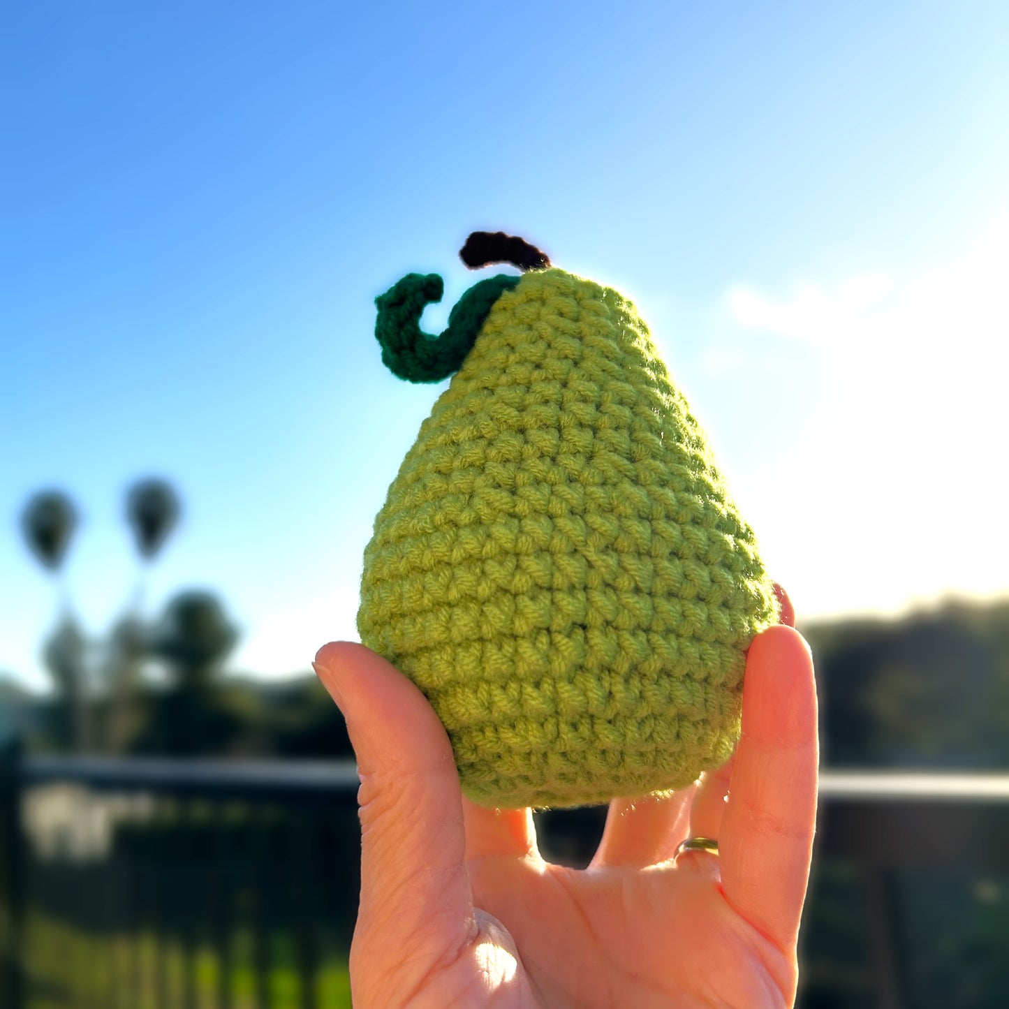 Handmade Crochet Knitted Fruit Apple, Green Pear, Yellow Pear - Gift for Valentine's, Birthday, Mother's Day, Office/Home Decor