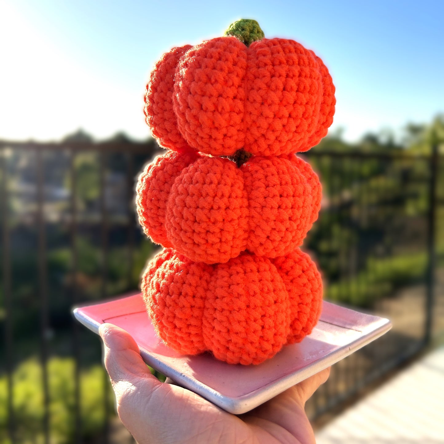 Handmade Crochet Knitted Vegetable Pumpkin 3PCS Bundle - Gift for Valentine's, Birthday, Mother's Day, Office/Home Decor
