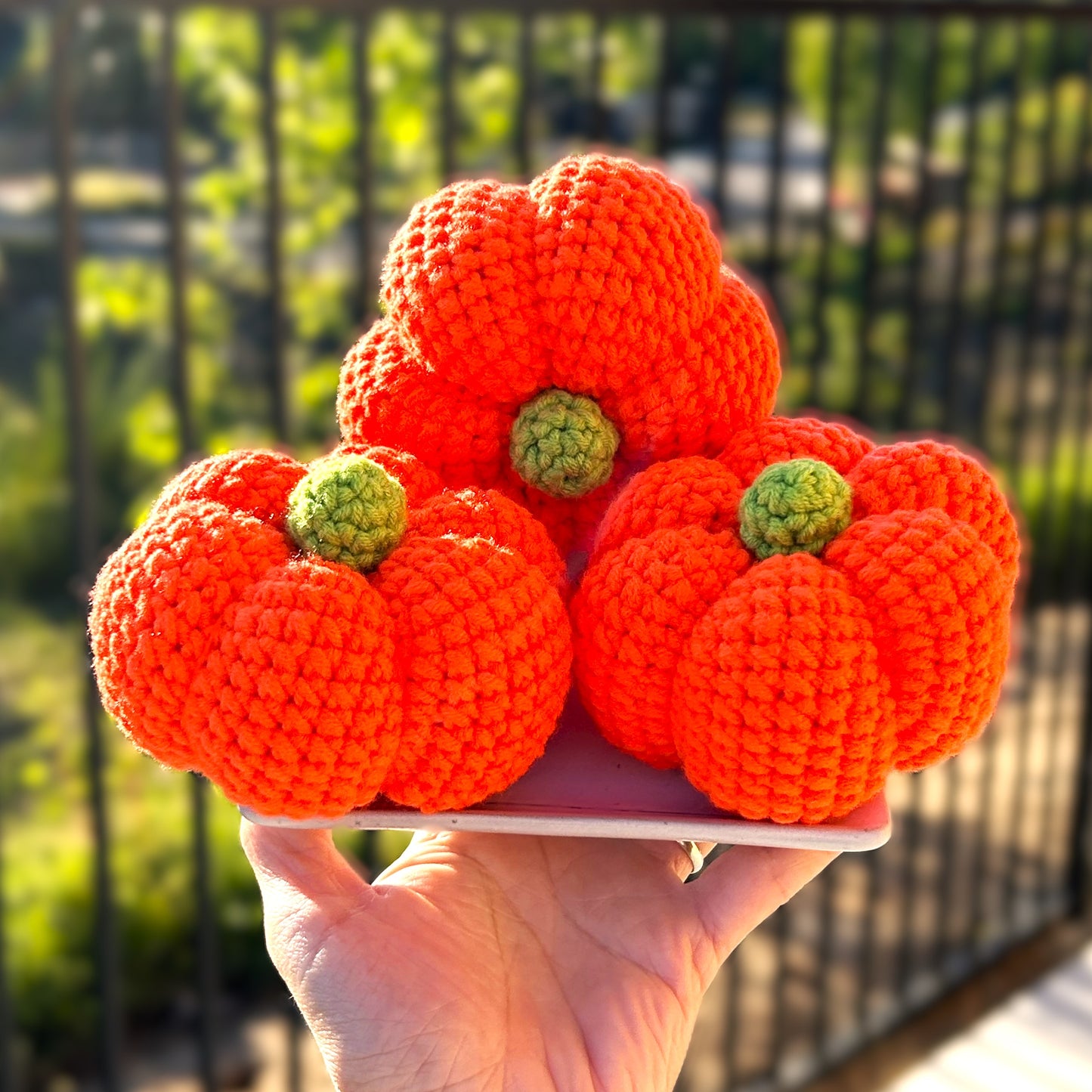 Handmade Crochet Knitted Vegetable Pumpkin 3PCS Bundle - Gift for Valentine's, Birthday, Mother's Day, Office/Home Decor