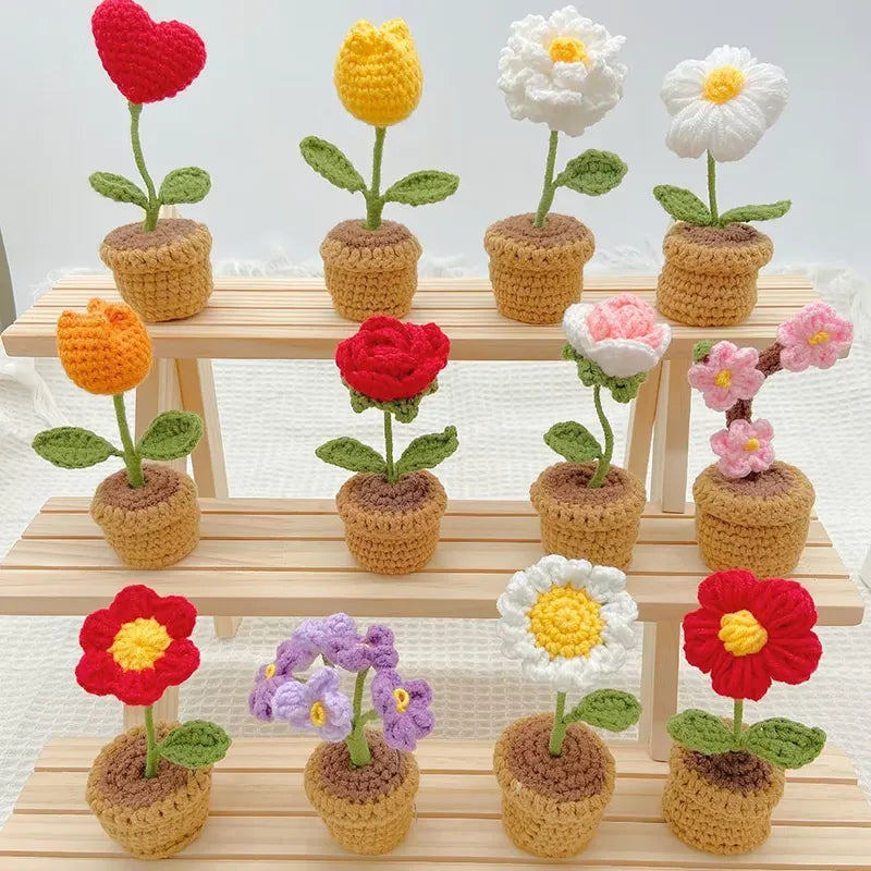 Handmade Crochet Gardenia Flower Potted Plant - Gift for Valentine's, Birthday, Mother's Day, Office/Home Decor