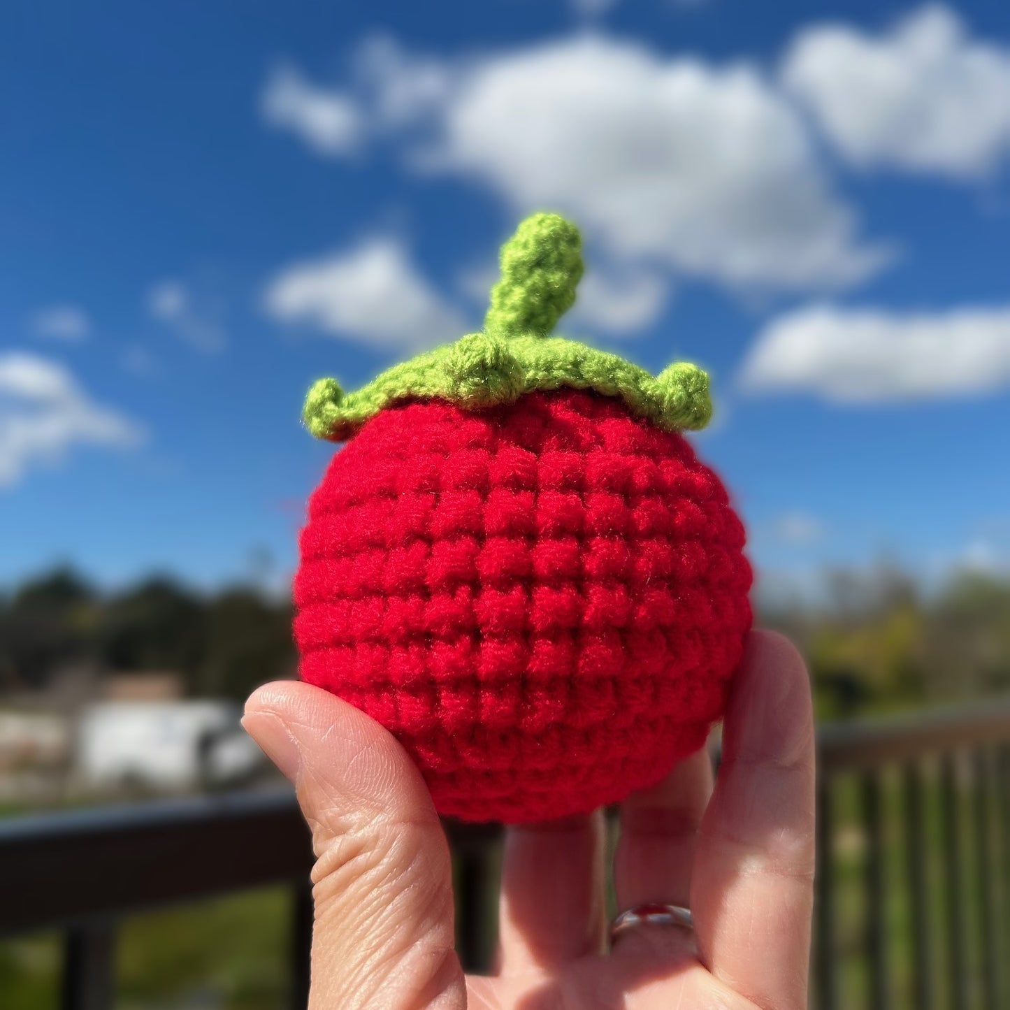 Handmade Crochet Knitted Vegetable Tomato and Yellow, Green, Red Bell Peppers - Gift for Valentine's, Birthday, Mother's Day, Office/Home Decor