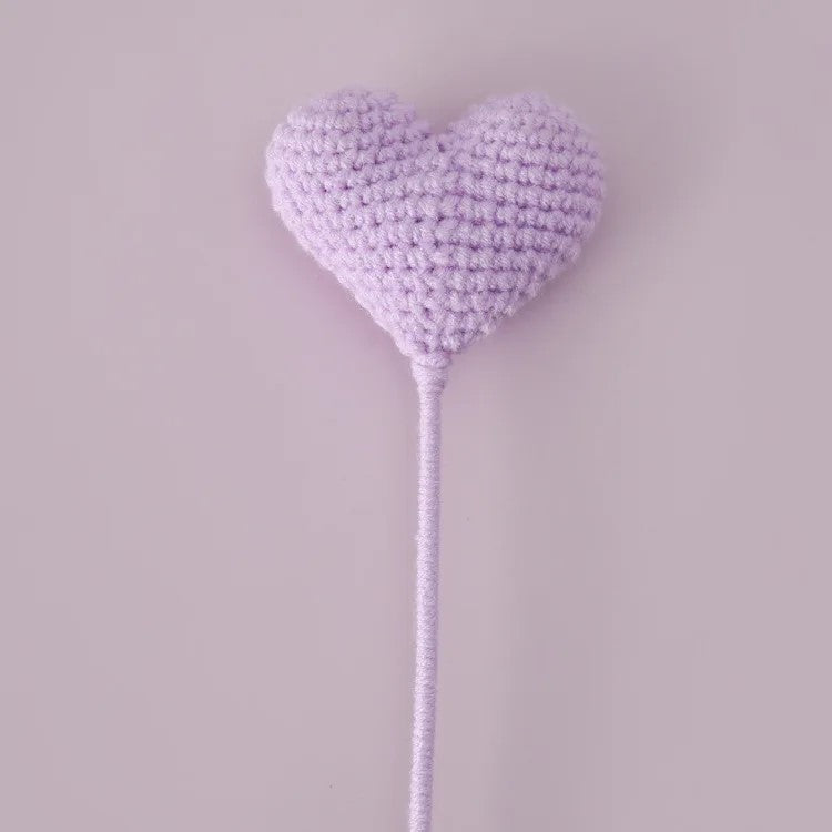 Handmade Crochet Knitted Love Heart Flower Branch - Gift for Valentine's, Birthday, Mother's Day, Office/Home Decor