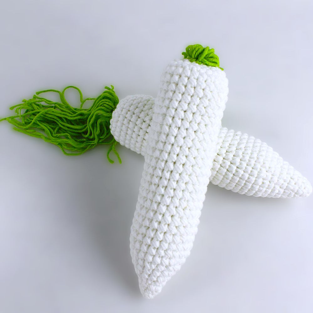 Handmade Crochet Knitted Vegetable White Radish - Gift for Valentine's, Birthday, Mother's Day, Office/Home Decor