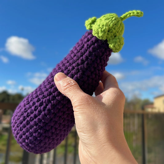 Handmade Crochet Knitted Vegetable Eggplant - Gift for Valentine's, Birthday, Mother's Day, Office/Home Decor