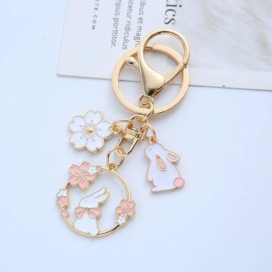 Handmade Enamel Sakura Flower Metal Kawaii Cutie Keychain Handbag Charm Gift Fashion Accessories