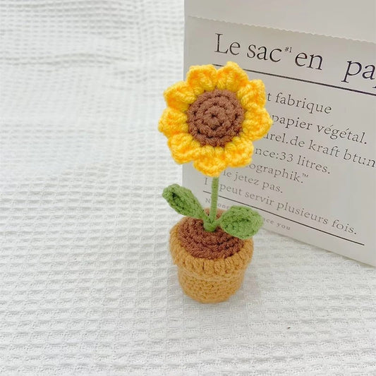 Handmade Crochet Sunflower Flower Potted Plant - Gift for Valentine's, Birthday, Mother's Day, Office/Home Decor
