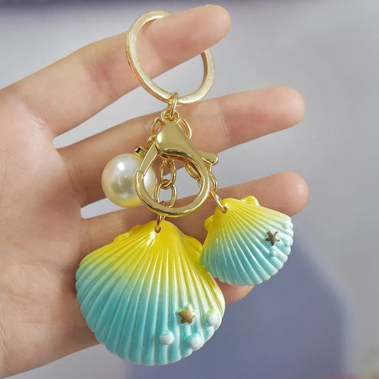 Delight Sea Pearl Shells Shape Faux Pearl Kawaii Cutie Key Pendant Keychain Backpack Handbag Charm Gift Fashion Accessories